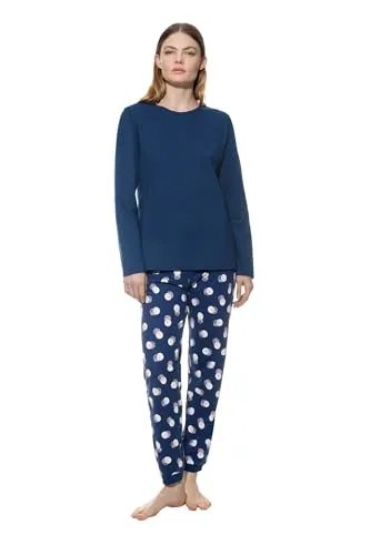 Mey Nachtwäsche Serie Scribbled Dots Damen Schlafanzüge Deep Marine 3XL (48) - Schlafanzüge für Damen, legerer Schnitt für maximale Bewegungsfreiheit und komfortable 7/8-Länge für entspannte Nächte.