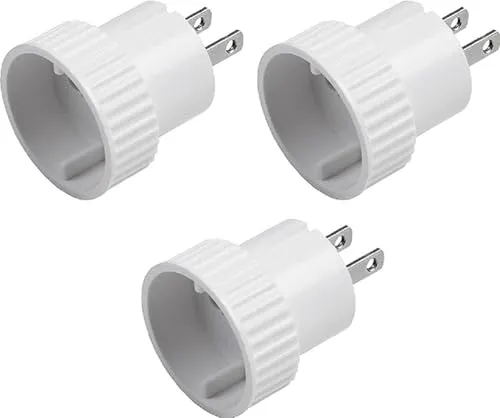 Meister Reiseadapter Typ A - 3 Stück für USA, Kanada & mehr - Ideal für Reisen in 20 Länder. Nutzen Sie Eurostecker-Geräte im Ausland einfach und bequem – für Fön, Rasierer oder Smartphone. Kompakt und praktisch für jeden Reisenden.