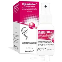 Minoxicutan Frauen 20 mg/ml Spray - Arzneimittel gegen Haarausfall, fördert Haarwachstum und stärkt die Haare. Ideal für Frauen mit erblich bedingtem Haarausfall.