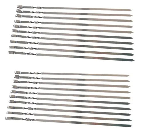 hochwertige Schaschlik Spieße 50cm Mangal Edelstahl Schampura Fleisch Grill 50