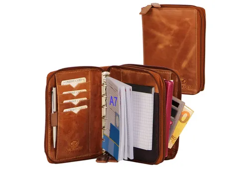 ALMADIH Konferenzmappe Ledermappe A7 – Hochwertiger Leder Organizer für unterwegs - Konferenzmappen aus Premium Rindsleder, stilvoll und funktional mit vielseitigen Fächern für Dokumente, Visitenkarten und Mobilgeräte – ideal für Geschäft und Reisen.