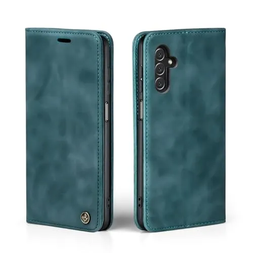 LBH Handyhülle für Samsung Galaxy A14 / A14 5G in Petrol Blau mit Karten- und Geldfach Smartphone Hülle mit Standfunktion Flip Case Schutzhülle Magnetverschluss Vintage