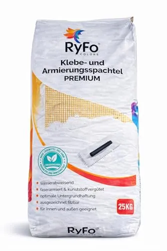 RyFo Colors WDVS Klebe- und Armierungsspachtel Premium Weiß 25kg - Vielseitiger Klebespachtel für EPS VWS, wasserabweisend und witterungsbeständig. Hohe Klebkraft und einfache Verarbeitung, ideal auch als Fliesenkleber.