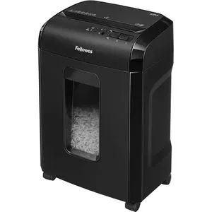 Fellowes Aktenvernichter Powershred 10M - Mikroschnitt 2 x 12mm, 9 Blatt, P5, leise und ideal für Home Office mit 4 flexiblen Rollen