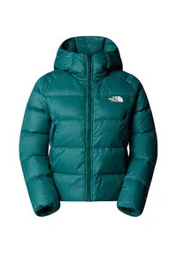 The North Face Women Hyalite Down Hoodie TNF Black (XS) - Jacke aus recycelten Daunen mit 600er Füllkraft, leicht und warm für Outdoor-Aktivitäten – ideal für stilbewusste Wanderer.