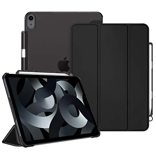 Fintie Hülle für iPad Air 11 Zoll (M4/M3/M2, 2026/2025/2024), iPad Air 5 2022/4 Generation 2020 10.9 Zoll mit Stifthalter, ultradünne leichte Schutzhülle Case mit transparenter Rückseite, Schwarz