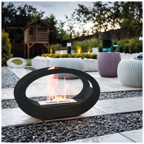 KRATKI BIOKAMIN ECHO - Schwarzer Ethanol Kamin - Eleganter Kamin für das Wohnzimmer, ohne Montage erforderlich, mit umweltfreundlichem Ethanolbrennstoff und stilvollem Design.