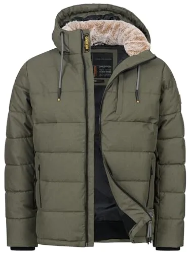 Indicode Herren INHebero Winterjacke mit Kapuze und Reißverschluss | Steppjacke für kalte Tage - Wärmende gefütterte Winterjacke mit mehreren Reißverschlusstaschen für sicheren Stauraum. Ideal für den Alltag und moderne Styles. Hochwertige Verarbeitung sorgt für Qualität, die überzeugt.