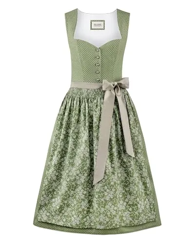 Stockerpoint Damen Edonita Midi Dirndl, Schilf, 40 - Freizeitkleider für Damen mit Herzausschnitt, ideal für festliche Anlässe und besondere Momente.