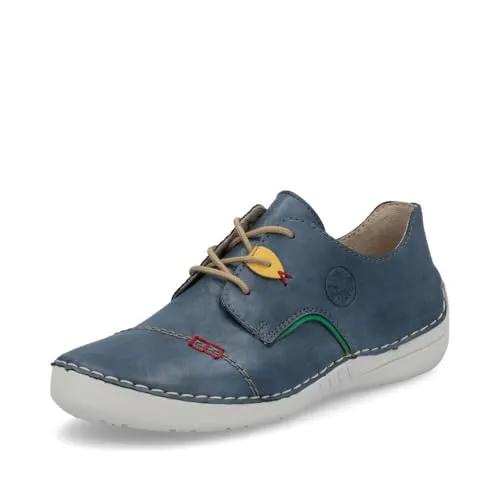 Rieker Damen Schnürschuh Halbschuh 52528, Blau, Größe 39 EU - Schnürer mit schockabsorbierender Sohle für besten Tragekomfort. Der robuste und flexible Rieker Schnürschuh in Blau ist ideal für den Alltag und überzeugt durch seine modische Anmutung.