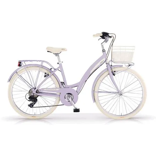 MBM Citybike New Primavera 26 Zoll, Lila - Fahrrad mit schicker Retro-Optik, ideal für die City und kleine Touren. Der praktische Korb auf dem Vorderradgepäckträger bietet viel Stauraum für Einkäufe.