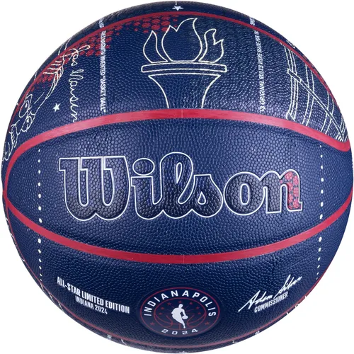 Wilson 2024 NBA ALL STAR COLLECTOR Basketball - Offizieller Basketball der NBA, aus hochwertigem Micro-Fiber Kompositleder für hervorragenden Grip - perfekt für leidenschaftliche Spieler.