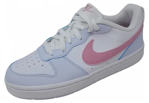 Nike COURT BOROUGH GS Sneaker Mädchen in White-Pink Rise-Football Grey, Größe 38 - Vielseitige Sneaker im klassischen Design mit strapazierfähigem Obermaterial und gepolstertem Kragen für hohen Tragekomfort; ideal für Freizeit und Sport.