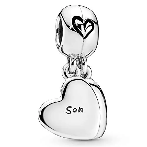 PANDORA Charm Anhänger "Mutter & Sohn Liebe" 797777EN16 - Bead Charms für Damen, symbolträchtiger teilbarer Charm-Anhänger aus Sterling-Silber mit eingravierten Worten und einzigartigem Design für eine besondere Bindung.