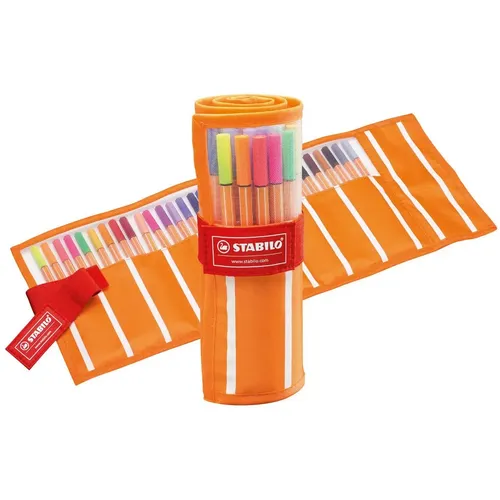 Stabilo Point 88 Rollerset 8830-2 Fineliner Neon - Schreibutensilien mit 25 leuchtenden Farben, ideal für kreative Projekte. Die Fineliner haben eine stabilen, feinen Spitze und sind in einer praktischen Nylon-Tasche verpackt.