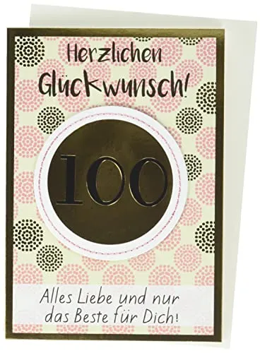 Perleberg Geburtstagskarte zum 100. Geburtstag Lifestyle - Muster - 11,6 x 16,6 cm, 7521100-2
