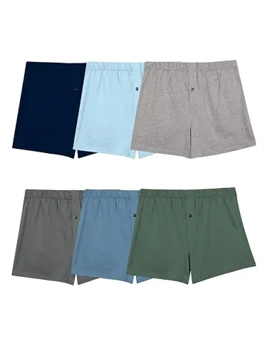 Fruit of the Loom Herren-Boxershorts, ettiketfrei, gestrickt, lockere Passform, feuchtigkeitsableitend, farblich sortierte Multipacks, Small