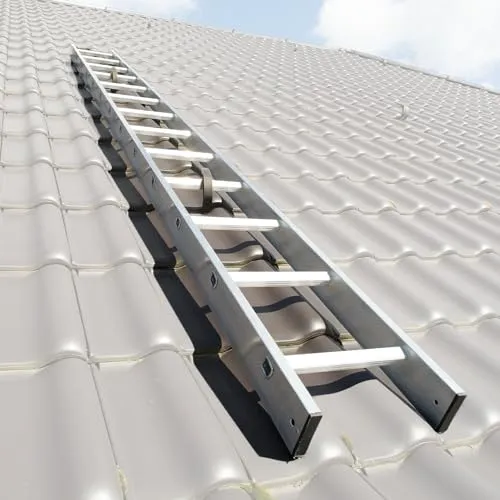 Weise Kaminkehrerleiter 4,20 m - Robuste Dachleiter für Schornsteinfeger - Leitern - Hochwertige Aluminiumleiter mit 15 geriffelten Sprossen, ideal für sichere und professionelle Schornstein- und Dacharbeiten, nach DIN 18160-5 gefertigt.