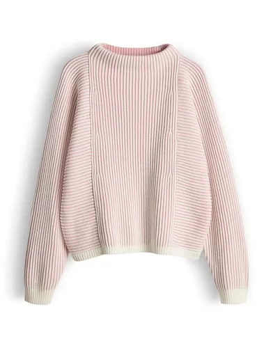 OPUS Damen Pullover POZOLI mit dynamischen Streifen in Coral Blush, Größe 42 - Der OPUS POZOLI Pullover vereint lässigen Stil mit hohem Tragekomfort. Der lockere Schnitt und die hochwertige BCI Cotton sorgen für einen lässigen Look, ideal für jeden Anlass.