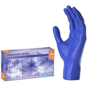Arnomed Einmalhandschuhe Nitril Ocean Blue, blau, 100 Stück, Nitril, chemikalienbeständig, lebensmittelecht, Größe L