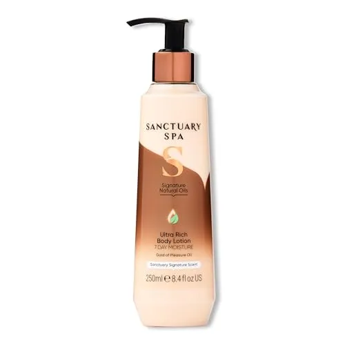 Sanctuary Spa Signature Natural Oils Körperlotion, ohne Mineralöl, tierversuchsfreie und vegane Körperfeuchtigkeitspflege für trockene Haut, 250 ml