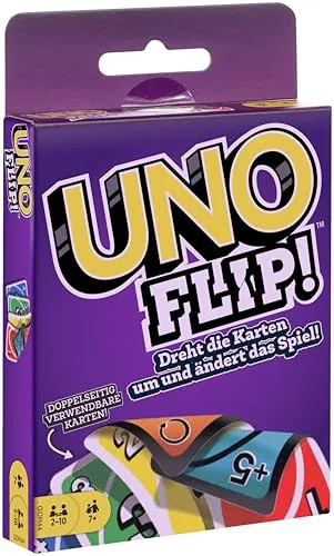 Mattel Games - UNO FLIP! Kartenspiel mit neuen Wendungen - Erlebe das spannende UNO FLIP! mit beidseitig bedruckten Karten und einer speziellen FLIP-Karte. Ideal für 2-10 Spieler ab 7 Jahren. Perfekt für unterhaltsame Spielabende mit der Familie!