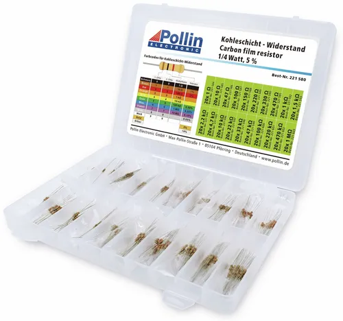 Pollin Widerstands Sortiment Kohleschicht 400 Stk., 0,25 W, 5% CRS400SE24W025