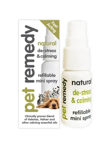 Pet Remedy Mini Beruhigungsspray 15ml - Natürliches Beruhigungsspray für Haustiere, ideal zur Stressreduktion. Mit einzigartiger Mischung für sofortige Linderung ohne Sedierung. Praktisch für unterwegs!