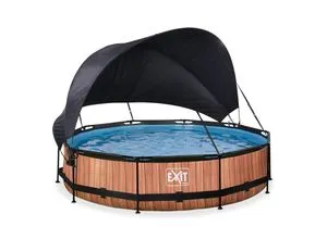 EXIT Deluxe XL Planschbecken Pool Ø 360 x 76 cm mit Sonnenschutz - Swimmingpool mit Sonnenschutz, ideal für Familien und Kinder; schützt vor Sonnenbrand und hält das Wasser sauber.