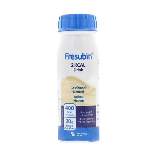 Fresubin 2 kcal Trinknahrung Neutral Drink 24x200ml - Nahrungsergänzungsmittel für Erwachsene, hochkalorisch und eiweißreich, ideal zur Unterstützung bei erhöhtem Energiebedarf.
