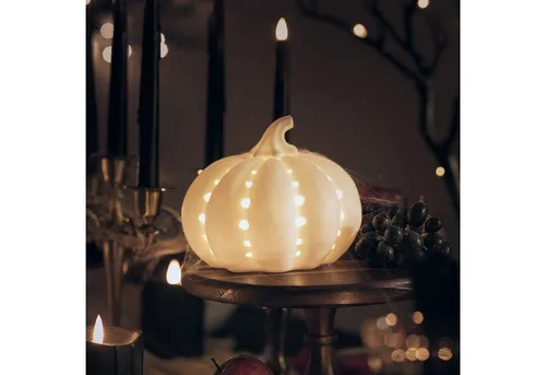 Lights4fun LED-Dekofigur Keramik Kürbis - Stimmungsvolle LED-Dekofigur aus Keramik, ideal für die herbstliche Dekoration. Schafft eine gemütliche Atmosphäre in jedem Raum.