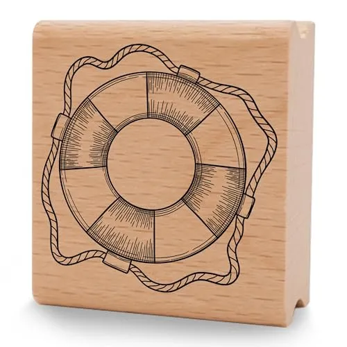 NEWSTAMPS Stempel Rettungsring Motivstempel aus Holz & Gummi zum Karten und Geschenke basteln, Holzstempel für Wasser, Maritim & Meer, Scrapbook, Textilstempel, Deko, Kinder