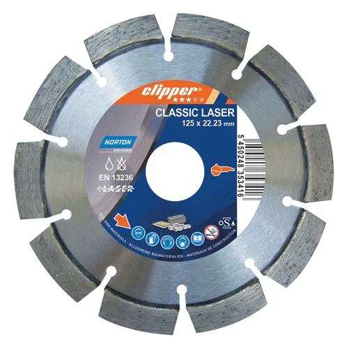 Norton Diamant Trennscheibe Classic Universal 230 mm - Diamantsägeblatt für mittlere Schneidarbeiten, ideal für allgemeine Baumaterialien und Trockenschnitt, bietet hohe Standzeit und Präzision.