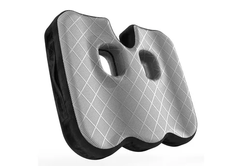Healthfix Orthopädisches Sitzkissen grau mit Memory-Schaum - Ergonomisches Steißbeinkissen für optimale Unterstützung und Komfort beim Sitzen. Mit waschbarem Bezug und Antirutsch-Beschichtung, ideal für Büro, Auto und Zuhause.