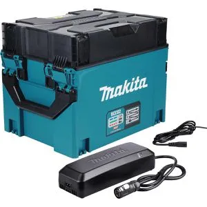 Makita 1914U0-3 Akku-Ladekoffer 40V max. - Technik: Ladestation und Transportkoffer für bis zu 12 Akkus, ideal für Baustellen mit IPX4-Schutz und Diebstahlschutz durch Vorhängeschloss.