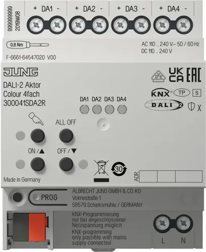 JUNG JG 30004 1S DA2 R KNX DALI-2 Aktor Colour 4fach, REG, 4 TE, Secure (300041SDA2R)