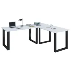 VCM my office Lona Schreibtisch weiß rechteckig, U-Fuß-Gestell schwarz 160 cm - Kinderschreibtisch mit stabiler Holzwerkstoffplatte und kratzfester Oberfläche, ideal für Home-Office oder Schulzimmer.