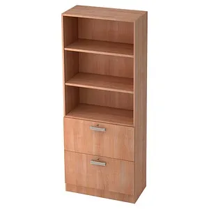 HAMMERBACHER Regalschrank Akandia nussbaum 80x42x200 cm - Büromöbel mit Regal- und Schrankfunktion: Der HAMMERBACHER Regalschrank Akandia bietet flexible Ablage mit abschließbarem Korpus, verstellbaren Fachböden und hochwertiger Melaminharzbeschichtung.