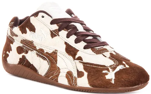 PUMA Speedcat Cow Damen Sneaker in Braun, Größe 40,5 - Stylische PUMA Speedcat Cow Sneaker für Damen, ideal für den Alltag. Mit robustem Gummi-Laufsohle und textilem Futter für Komfort und Langlebigkeit.