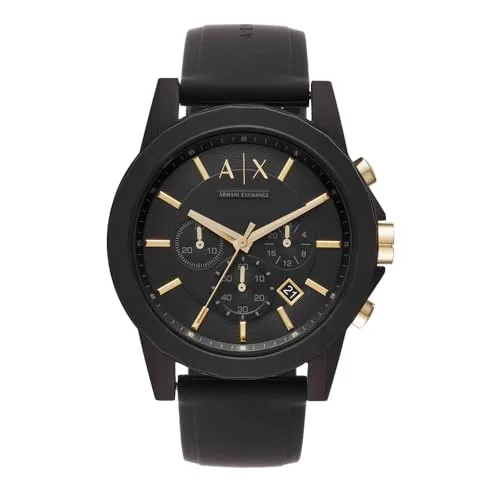 Armani Exchange Chronograph 'Outerbanks' Herren Uhr AX7105 - Schwarz - Chronographen mit Quarzwerk, 5 ATM wasserfest und stilvolles Design mit mattem Finish - ideal für modebewusste Herren.