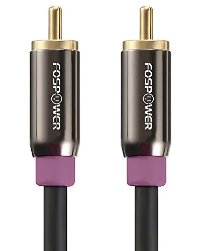 FosPower PREMIUM Mono Subwoofer Kabel[3m Lang] RCA Audiokabel Koax/1 Cinch x 1 Cinchkabel/Soundkabel[24k Vergoldet|Mehrfach Geschirmt]