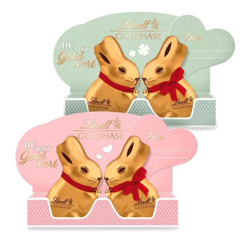 Lindt Goldhase Du bist Gold wert Paar Alpenvollmilchschokolade 100g