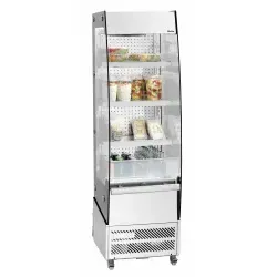Bartscher Wandkühlregal "Rimi" 700231 - Mobiles Wandkühlregal für eine optimale Warenpräsentation auf 4 Ebenen, ideal für Gastronomie mit höhenverstellbaren Regalböden und Preisschienen.