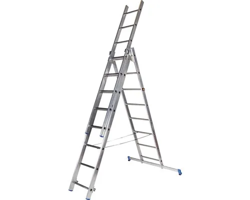WERNER Mehrzweckleiter Anlege-Steh-oder Schiebeleiter Aluminium 3-teilig 3 x 8 S