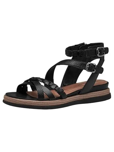 Tamaris Damen Sandalette in schwarz - Gr. 37 - Wanderschuhe mit modernem Material-Mix, gepolstertem Fußbett und bequemem Reißverschlusseinstieg für optimalen Tragekomfort.