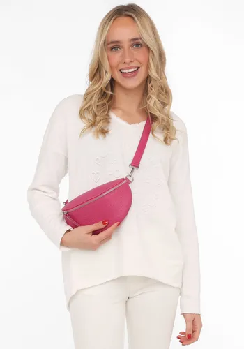 Zwillingsherz Umhängetasche Crossbody Bag Leder, Umhängetasche mit Reißverschluss, Pink