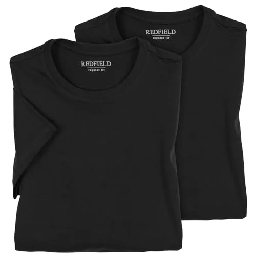 Redfield Doppelpack T-Shirts Übergröße schwarz Dave, Größe:5XL - T-Shirts für Herren in Übergröße, hautsympathische Baumwolle für optimalen Tragekomfort und Schweißabsorption, ideal für Männer bis 10XL.