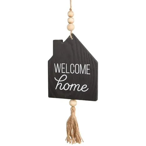 Logbuch-Verlag Welcome Türschild zum Aufhängen schwarz-weiß Deko 43 cm - Schild Haustüre Eingangsbereich Holz