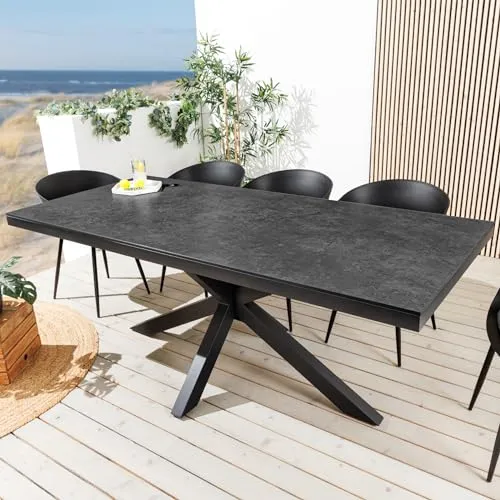Gartentisch GALAXIE 180cm anthrazit von Riess-Ambiente - Wetterfester Esstisch aus Keramik und Aluminium, ideal für 6-8 Personen, modernes Design für stilvolle Outdoor-Momente.