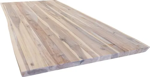 Massive Akazien Tischplatte mit natürlicher Kante 180 x 90 cm - Hochwertige Tischplatte aus massivem Akazienholz, ideal für individuelle Möbelgestaltungen. Robuste Bauweise und natürliche Kante für einen einzigartigen Look.